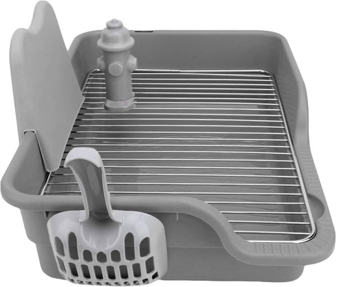 Durable Stainless Steel Dog Potty Tray for Small & Medium Breeds - Grey/Yellow