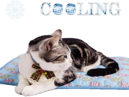 SEIS Dog Ice Pad Ice Silk Cats Kennel Mat Pet Cooling Pad Summer Cool Bamboo Mat Breathable Pad (Blue, S