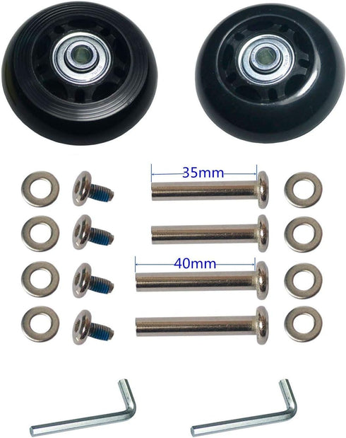 Luggage Suitcase Replacement Wheels 70mm x 24mm/2.75"x0.94" with ABEC 608zz, One Set of (2) Wheels
