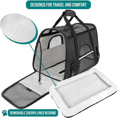 PetAmi Airline Approved Soft Sided Pet Carrier for Small Dogs and Cats, Ventilated Carrying Bag (Large Heather Dark