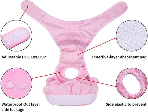 Daslakdc Diapers3 15-21.5 inches Female Dogs Physiological Pants,Reusable Dog Diapers Female,Washable Pieces * M