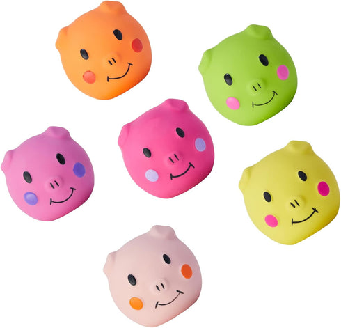 Squeaky Dog Toy Balls with Funny Piggy Face, Durable Teething Latex Rubber, Interactive Fetch Play (6PCS) for Small