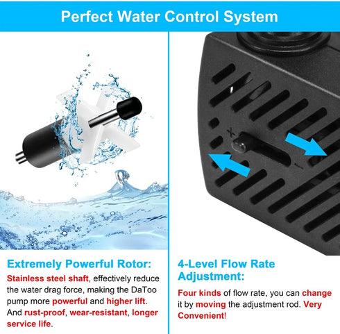 50GPH 3W Small Submersible Water Pump, Mini Fountain Pump Ultra Quiet for Aquarium Fish Tank Pond Hydroponics