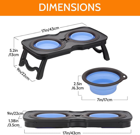raised Dog Food Bowl Set, Elevated Silicone Pet Food Bowl with Stand for Dogs and Cats