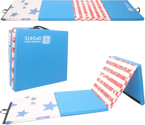 Modern-Depo Gymnastics Mat for Home 4 Panels Folding 4'X8'X2" or 4'X10'X2" With