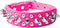 Spiked Dog Collar, Soft PU Leather with Mushrooms Rivet Spike Studded Adjustable Collars for Small Breeds (XS, Hot Pink)