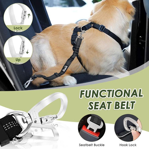 SlowTon Dog Seat Belt Harness for Car, Dog Car Harness Adjustable Mesh Breathable & Dog Seatbelt Safety Tether