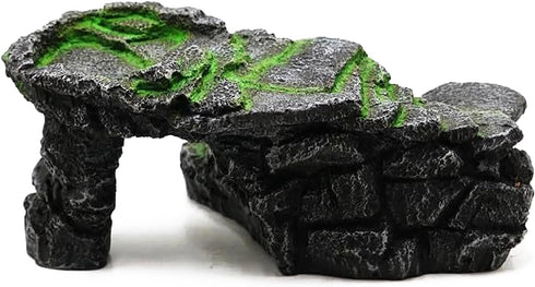 Reptiles Basking Platform Climbing Ramp Habitat, Turtle Habitat Reptiles Dock Resting Stone, Aquarium Ornament Rock for Lizard, Frogs, Newts