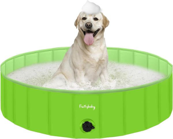 Furrybaby Foldable Dog Pool, Portable Pet Pool for Large Dogs, Indoor and Outdoor Use (Green, 47'')