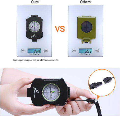 Sportneer Compass Survival Hiking Military Waterproof Lensatic Compass with Inclinometer for Camping
