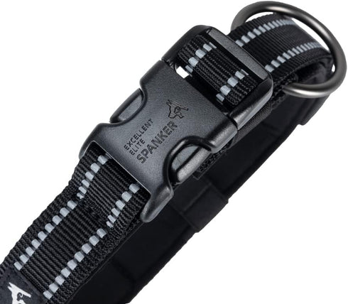 EXCELLENT ELITE SPANKER Reflective Dog Collar - Classic Soft Padded Breathable Nylon Adjustable for Small Medium Large