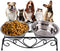 AUNMAS Elevated Dog Cat Bowls, Stainless Steel Double Food Water Bowls for Small Pets, Feeder Dishes Shelf Stand