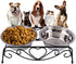 AUNMAS Elevated Dog Cat Bowls, Stainless Steel Double Food Water Bowls for Small Pets, Feeder Dishes Shelf Stand