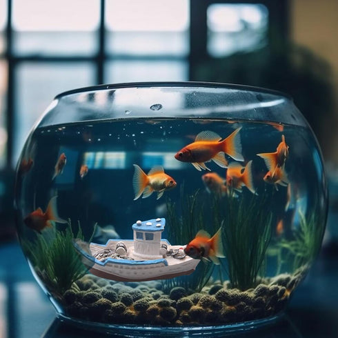 YUANGUNGUN 6-Piece Set 2.5" Mini Fishing Boats - Mediterranean Style Decor for Aquariums, Dioramas & Fairy Gardens