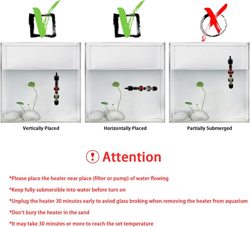 Fish Tank Aquarium Heater, Adjustable Temperature Submersible Thermostat Heater, 25W/50W/100W/150W/200W/300W