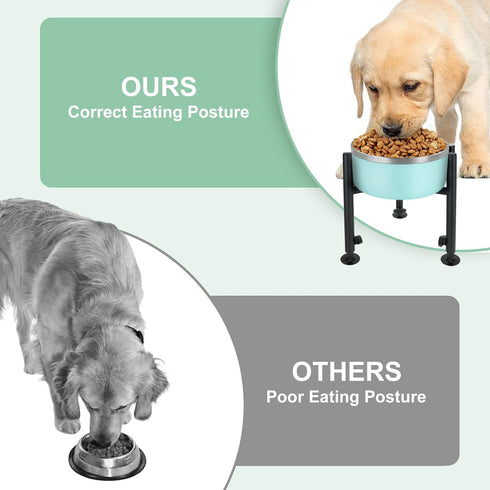 Elevated Dog Bowl Stand, Fits 6-10in Bowls, Adjustable Height Dog Food Water Feeder for Large Medium Breeds