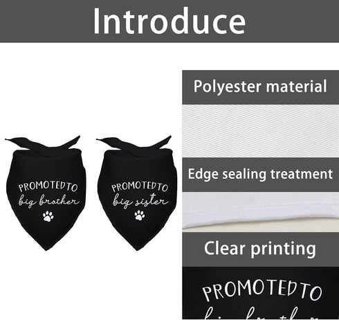Yishuliwu Pack 2 Promoted to Big Brother Sister White Pet Dog Bandanas Triangle Scarf Bandanas Bibs Birthday Party