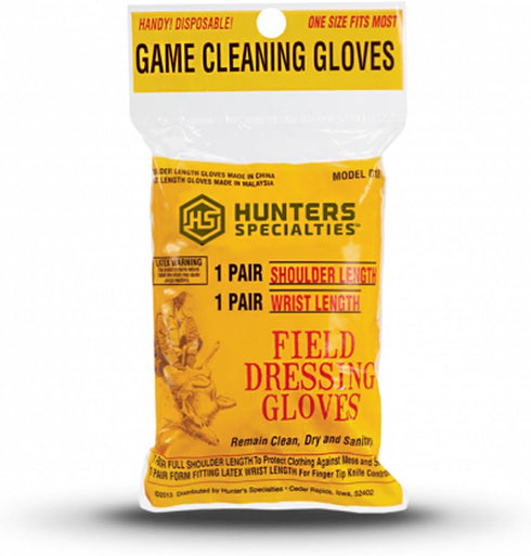 Hunters Specialties Field Dressing Gloves - 2 Pack, 1 Pair Latex Gloves & 1 Pair Shoulder-Length Poly Gloves
