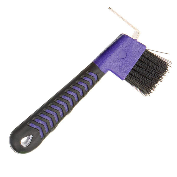 Horse Hoof Pick Brush with Soft Touch Handle, Purple