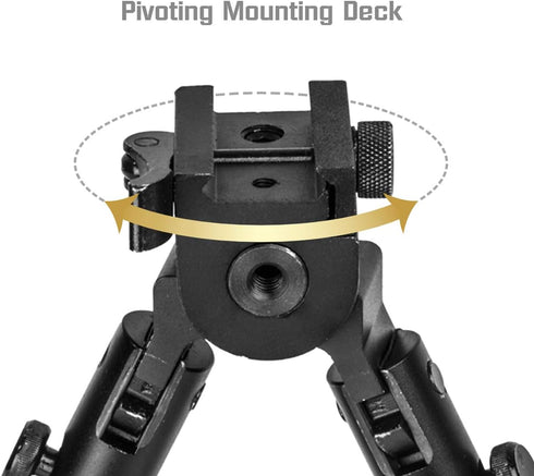Lion Gears Tactical Pro Bipod, Height Adjustable 8.5" to 10.6" with Double Swivel and QD Mounting Deck
