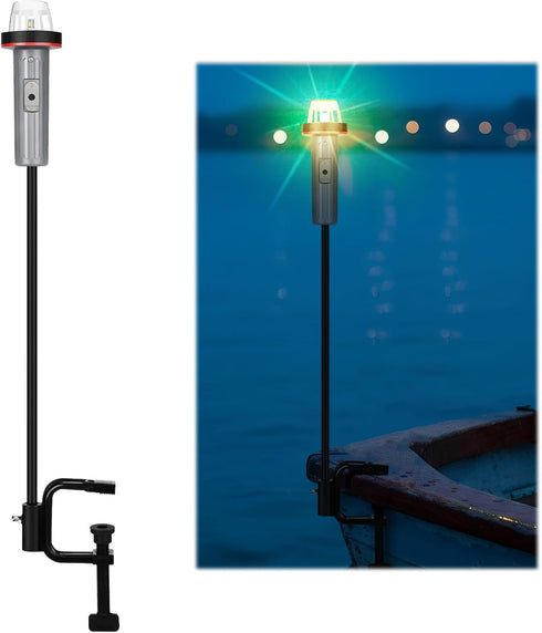 Tuanse Portable Battery-operated Boat Navigation Light, Bi-color Red/green Bow Light with Adjustable