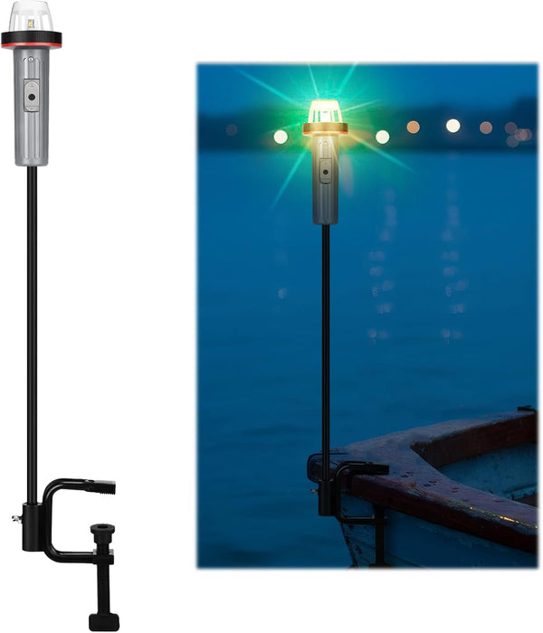 Tuanse Portable Battery-operated Boat Navigation Light, Bi-color Red/green Bow Light with Adjustable