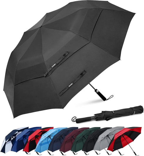 G4Free 62 Inch Portable Golf Umbrella, Large Oversize Double Canopy, Vented Windproof Waterproof Automatic Open Stick
