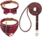 EXPAWLORER Dog Collar and Leash Set, Classic Plaid Dog Bow Tie and Bandana Collar with Bell, Tangle Free Dog Leash,