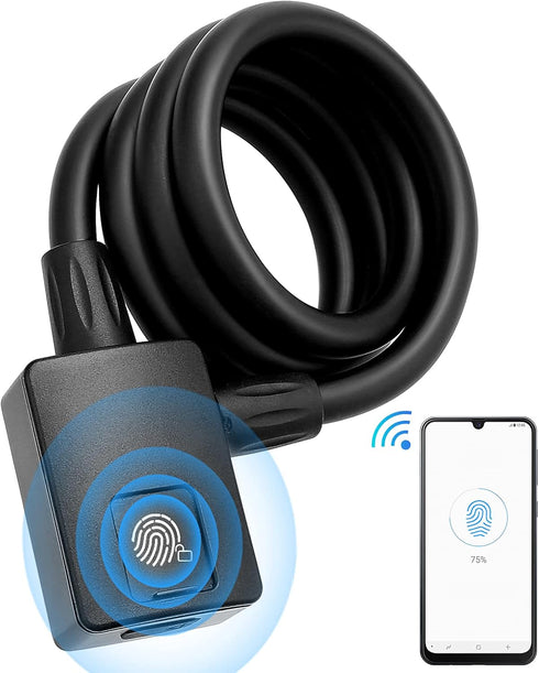MYPIN Bluetooth Fingerprint Bike Lock, Anti-Theft Waterproof, 1M Cable, Combination Lock with Fingerprint & Bluetooth
