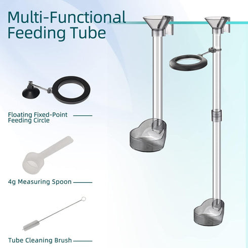 UPETTOOLS Shrimp Feeding Dish Set, Clear Durable Fish Feeder Tube Kit with Cleaning Brush for Fish Tank