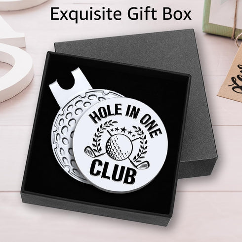 Hafhue Hold in One Club Golf Ball Marker with Magnetic Hat Clip, Funny Golf Accessories Gift for Men Women