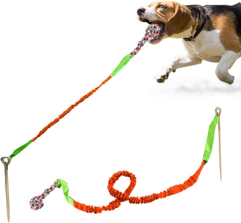 Outdoor Dog Toy with Stake - Interactive Tug of War Ball for Large Breed Aggressive Chewers