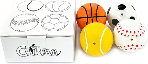 4 Pack 2.4" Sets CHIWAVA Squeak Latex Puppy Dog Toy Ball Sports Balls Fetch Interactive Toy for Small Dogs