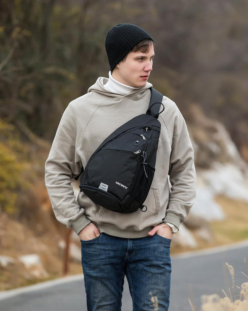Backpack: Daypack Pack WATERFLY Sling Bag Crossbody Over Shoulder Casual Cross Chest Side