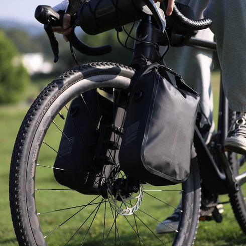Rhinowalk Waterproof Bike Front Pannier Bag Fork Bag for E-Scooter Mountain Bike Accessories - Black, 4L