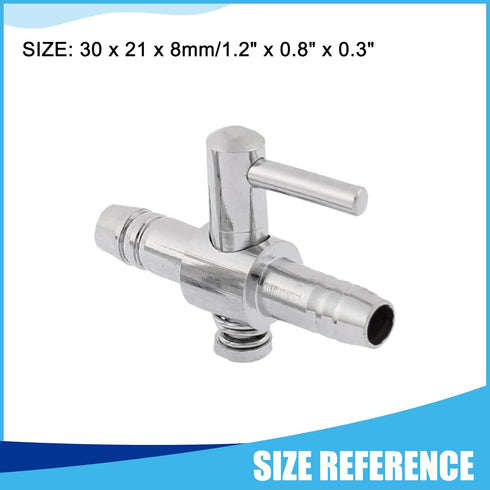 Single Way Air Valve Distributor for Aquarium Pump, Air Pump Control Valve (Silver Tone, 2pcs)