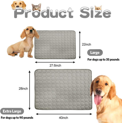 Dog Cooling Mat, Pet Cooling Pads for Dogs & Cats, Cooling Blanket for Outdoor Car Seats Beds (Grey, 22IN*28IN)