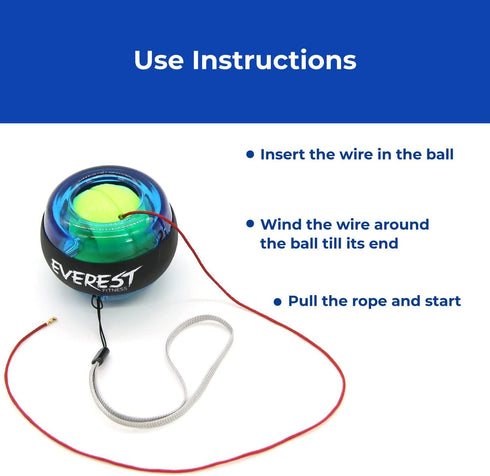 Gyro Ball for Hand, Grip, & Forearm - Wrist Exerciser Strengthener for Tension, Arthritis & Carpal Tunnel