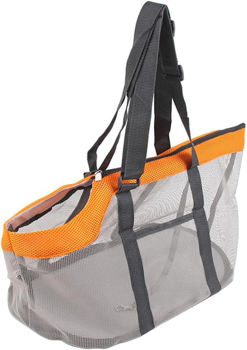 1pc Large Pet Handbag Totes, Mesh Travel Bag, Portable Pet Carrier Bag, Large Puppy Tote in Orange