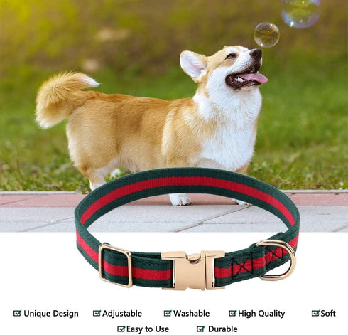 Premium Dog Collar, Luxury Style Durable Pet Collars with Metal Buckle Safety for Big Dogs