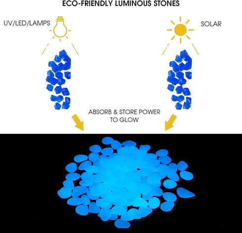 OGIFOAHC 100pcs Glow in The Dark Rocks, Non-Toxic Glowing Stones for Aquarium or Garden Decoration