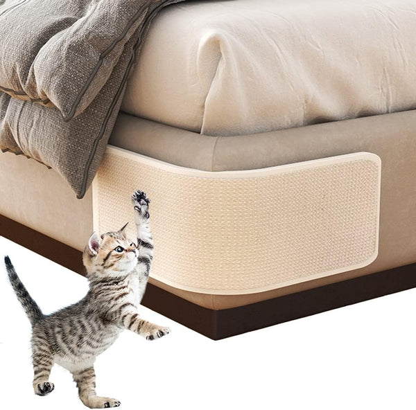 Heavy Duty Natural Sisal Cat Scratching Pad, Easy Installation Couch Protector with Pins (Beige-Long)