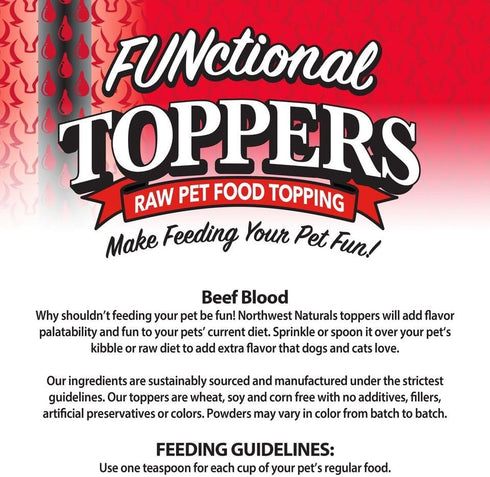 Northwest Naturals Freeze-Dried Beef Blood Functional Topper - for Dogs & Cats - Healthy, 1 Ingredient, Human Grade Pet Food, All Natural - 3.5 Oz (Packaging May Vary)