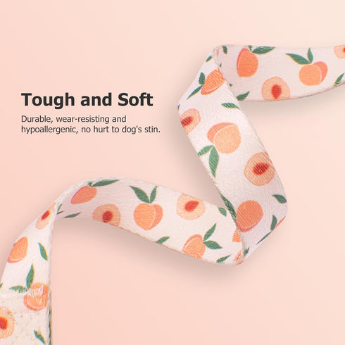 Handmade Dog Collar for Small Medium Large Dogs, White Peach with Pendant, Ideal for Girl and Boy Dogs
