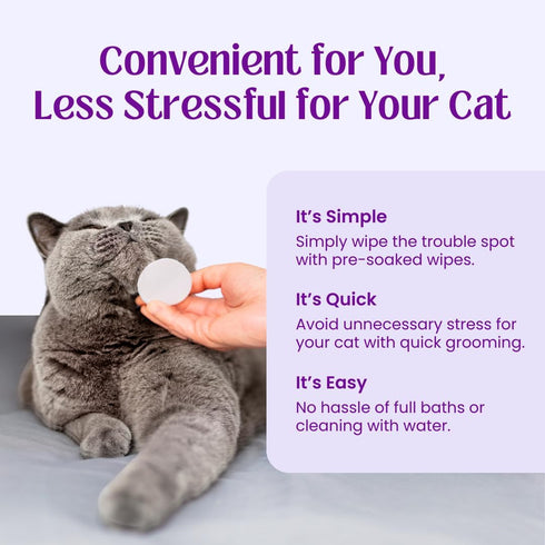 Cat Chin Acne Wipes - Feline Acne Treatment (50 Wipes), Pink