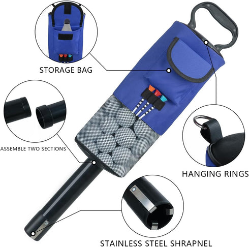 HOW TRUE Golf Ball Retriever, Portable Shag Bag with Removable Tube for Golf Ball Pick Up