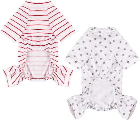 2-Pack Lightweight Cotton Dog Pajamas for Small Medium Dogs and Cats, Cute Baby Dog Jumpsuit I Love My Mommy/Daddy