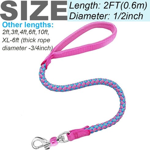 2/3/4/6/10 Foot Reflective Dog Leash - Strong Nylon Braided Dog Training Leash for Large Medium Small Dogs