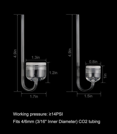 Acrylic CO2 Diffuser with Integrated Bubble Counter for Aquarium Plants (S)