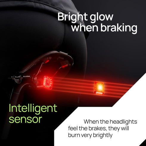 panaride R15 500 Set Smart Bike Lights Front and Back, Kit, USB C Rechargeable with Auto Brake Sensing, Lumen